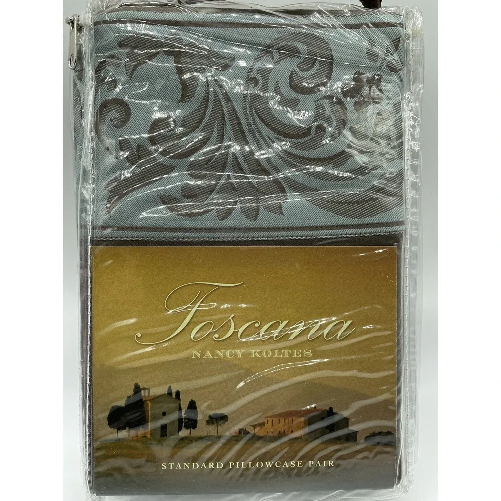 Nancy Koltes Toacana Collection Damask Scroll Mocha Standard Pillowcase 2 New